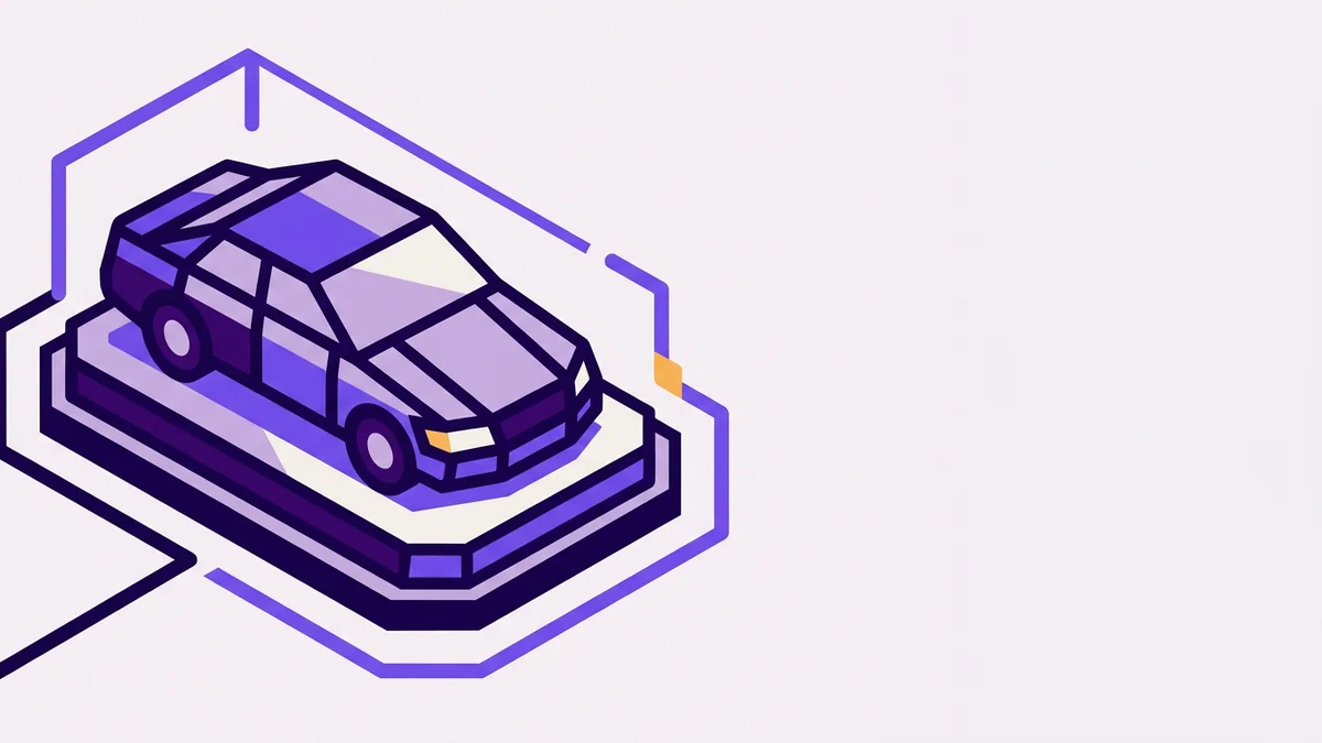 Illustration of a car raised on a platform being appraised