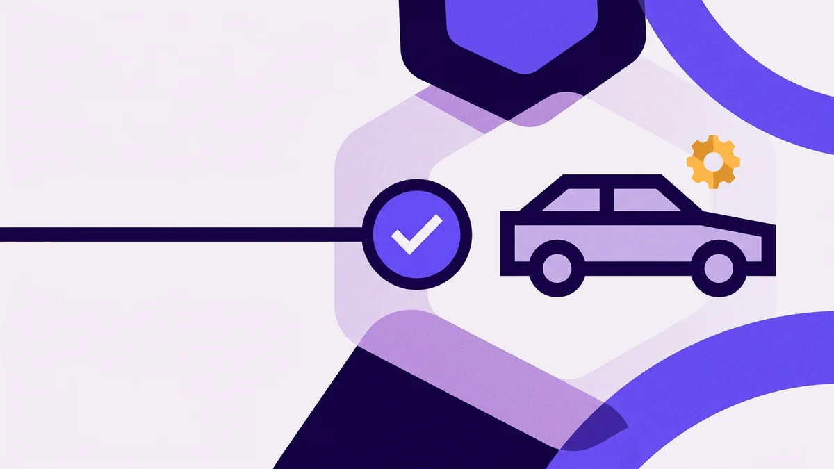 Illustration of a steady flat line with a checkmark beside a car
